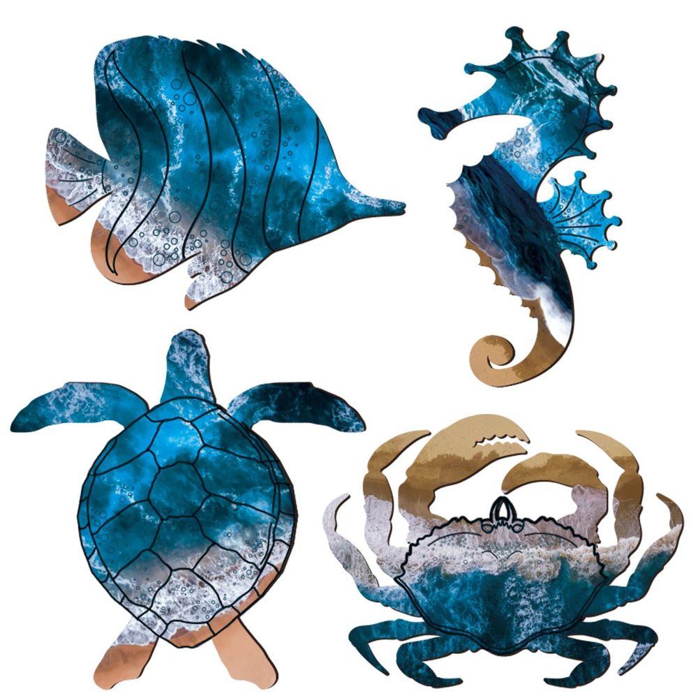 Summer Coastal Wall Decor Beach Wall Art Decor Sea Turtle Seahorse Crabs Fish💓